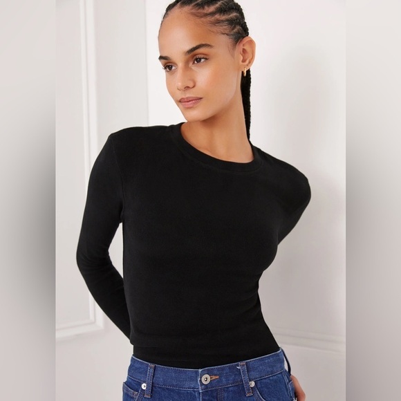 Something Navy Tops - SOMETHING NAVY Long Sleeve Crew Neck Tee In Black Medium